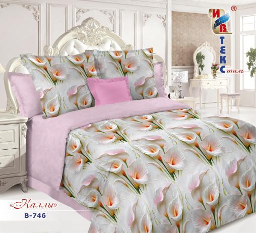 Постельное белье поплин "ИВТЕКС" (размер: 1,5 сп., дизайн: B-746 Каллы)