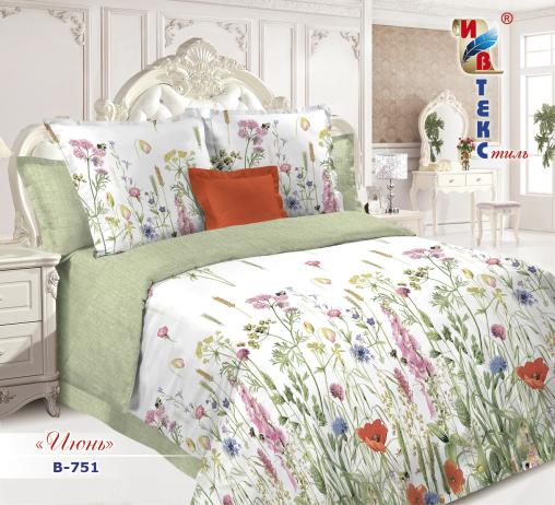 Постельное белье поплин "ИВТЕКС" (размер: 1,5 сп., дизайн: B-751 Июнь)