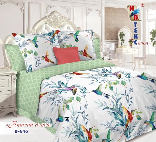 Постельное белье поплин "ИВТЕКС" (размер: евро, дизайн: B-646 Птичий гомон)