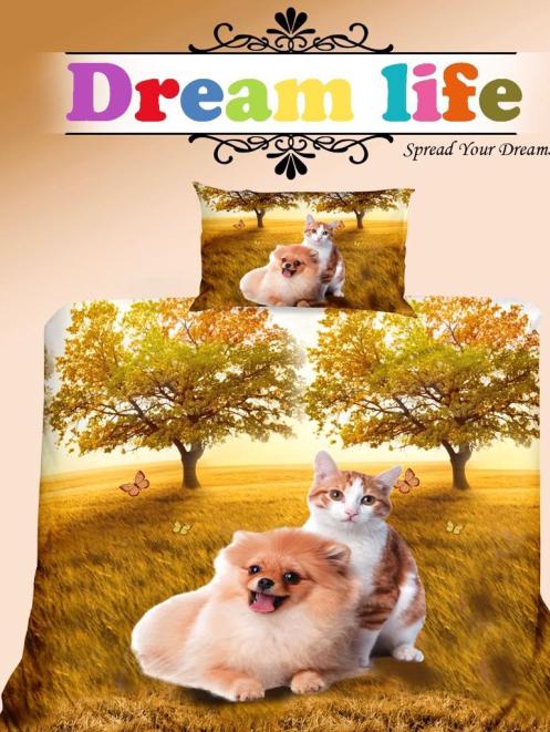 Постельное белье "ПОПЛИН" (детский) (размер: 1,5 сп., дизайн: "Кошачья палитра")