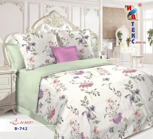 Постельное белье поплин "ИВТЕКС" (размер: 1,5 сп., дизайн: B-742 Елена)