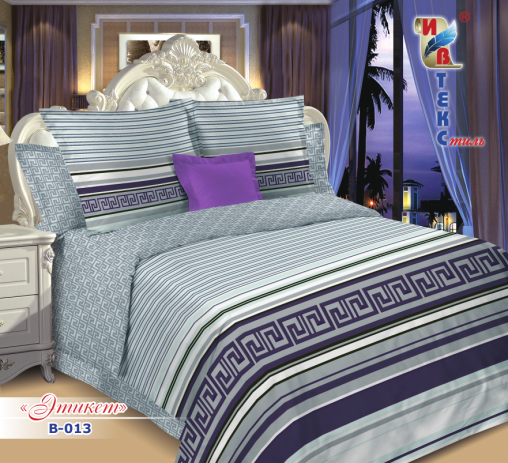 Постельное белье поплин "ИВТЕКС" (размер: 1,5 сп., дизайн: В-013 Этикет)
