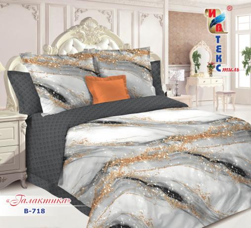 Постельное белье поплин "ИВТЕКС" (размер: евро, дизайн: В-718 Галактика)