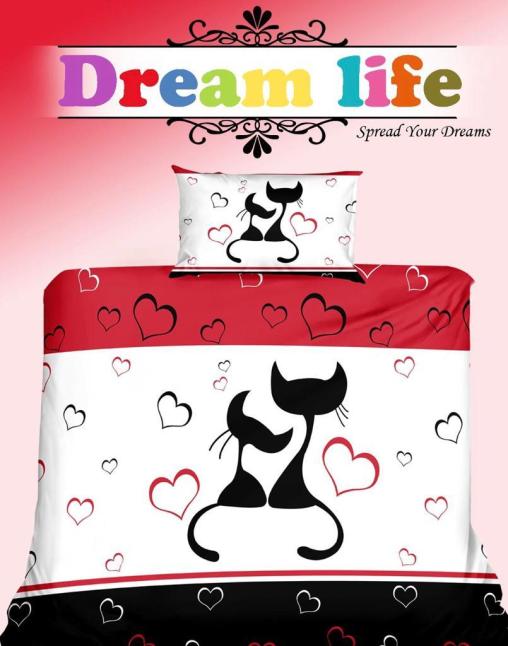 Постельное белье "ПОПЛИН" (детский) (размер: 1,5 сп., дизайн: "Кошки Love")