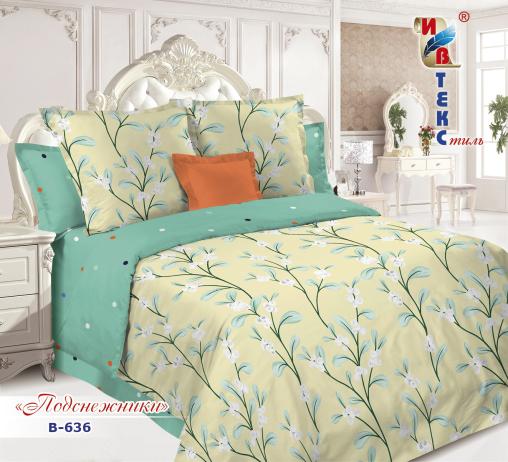 Постельное белье поплин "ИВТЕКС" (размер: семейный, дизайн: В-636 Подснежники)