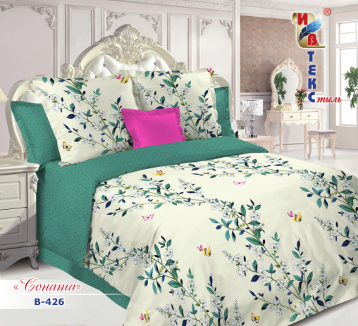 Постельное белье поплин "ИВТЕКС" (размер: 1,5 сп., дизайн: В-426 Соната)
