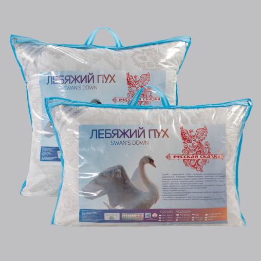 Подушка Лебяжий пух Русская сказка (тик) стеганый (2-х кам. на молнии)