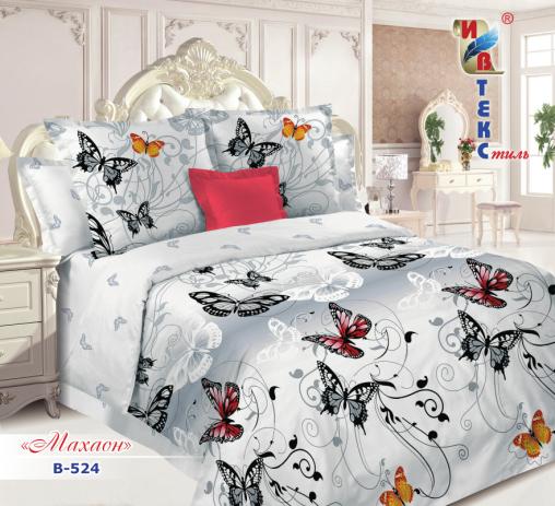 Постельное белье поплин "ИВТЕКС" (размер: 1,5 сп., дизайн:  В-524 Махаон)